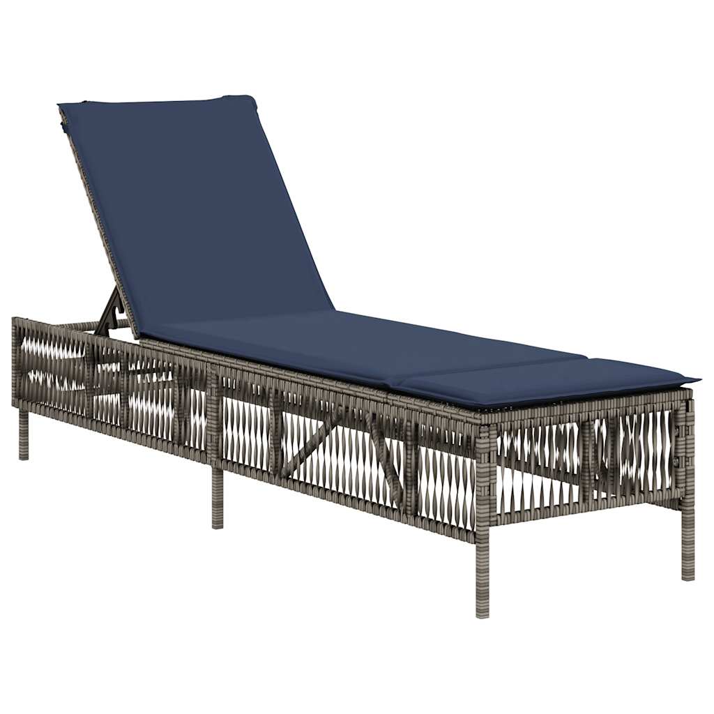 liggestol med hynde grå polyrattan