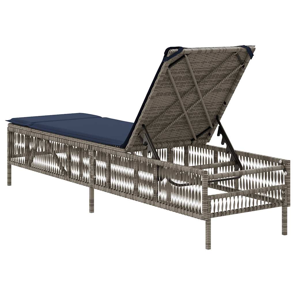 liggestol med hynde grå polyrattan