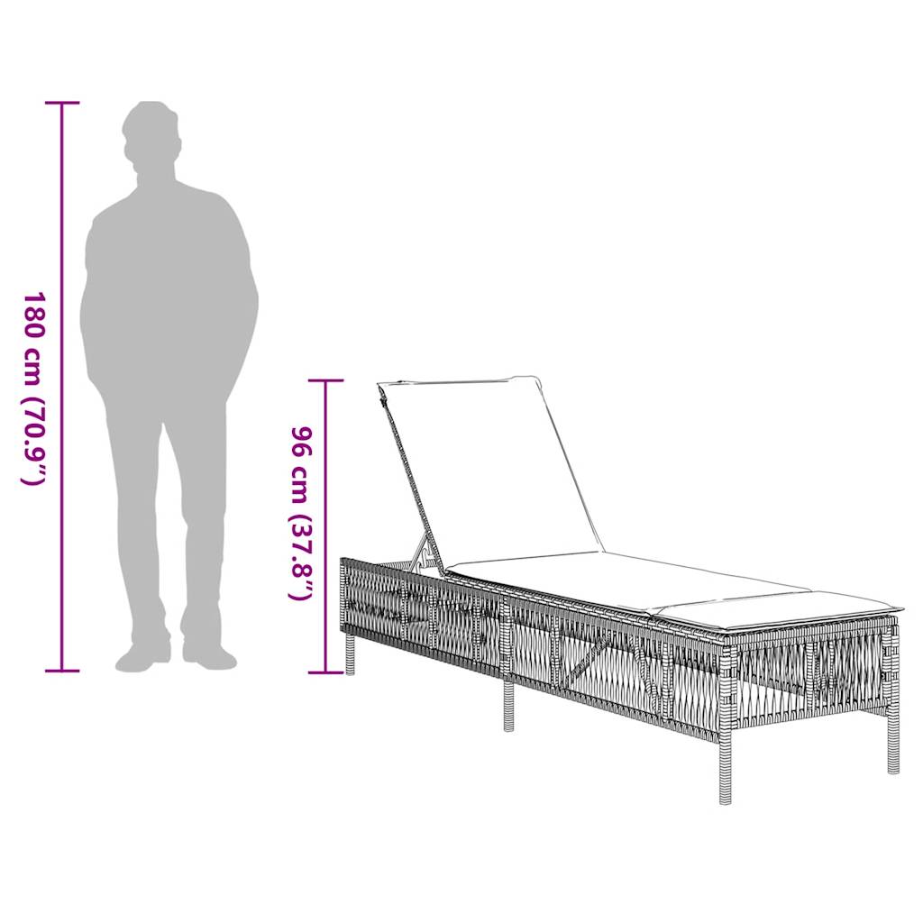 liggestol med hynde grå polyrattan