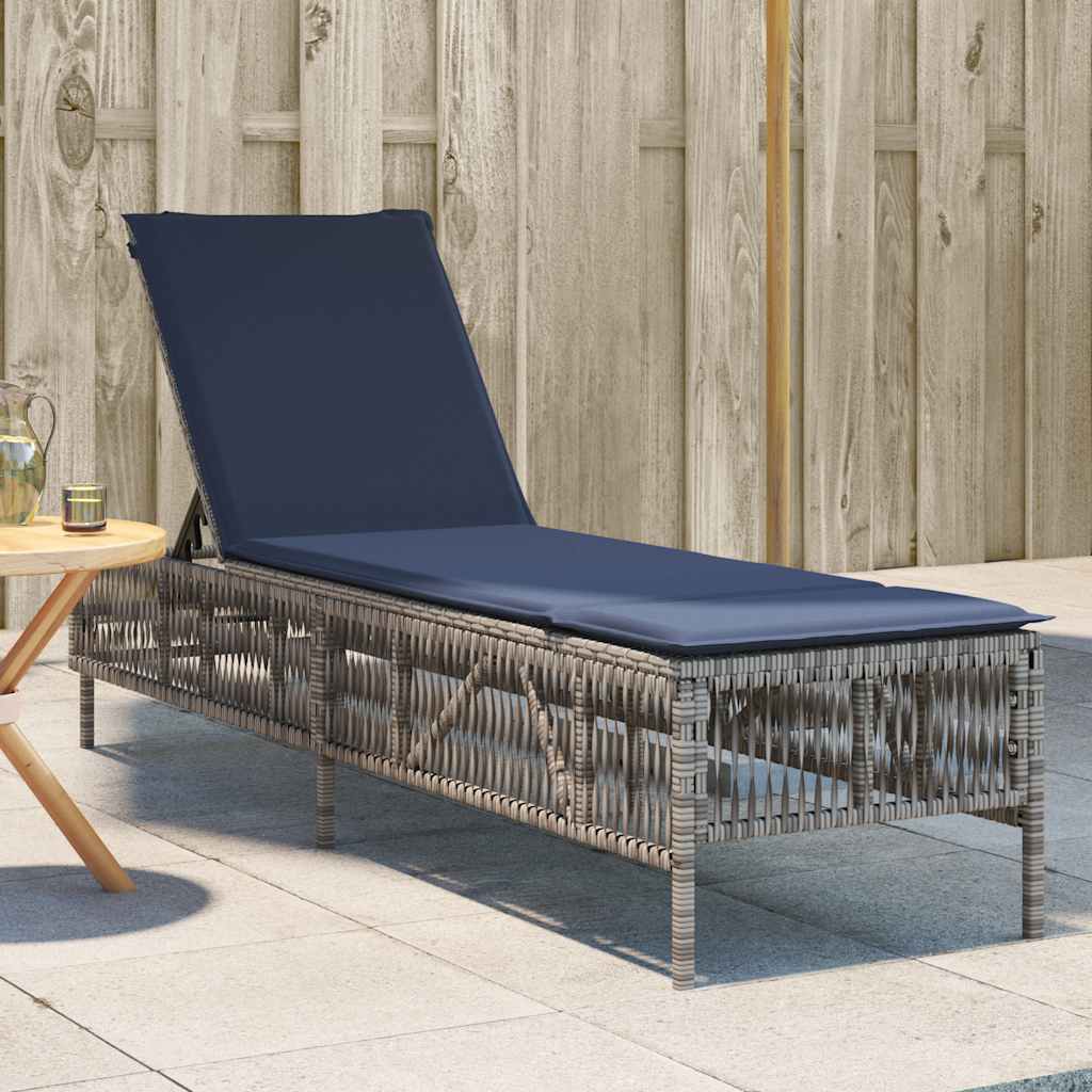 liggestol med hynde grå polyrattan