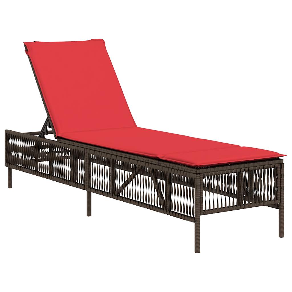 liggestol med hynde brun polyrattan