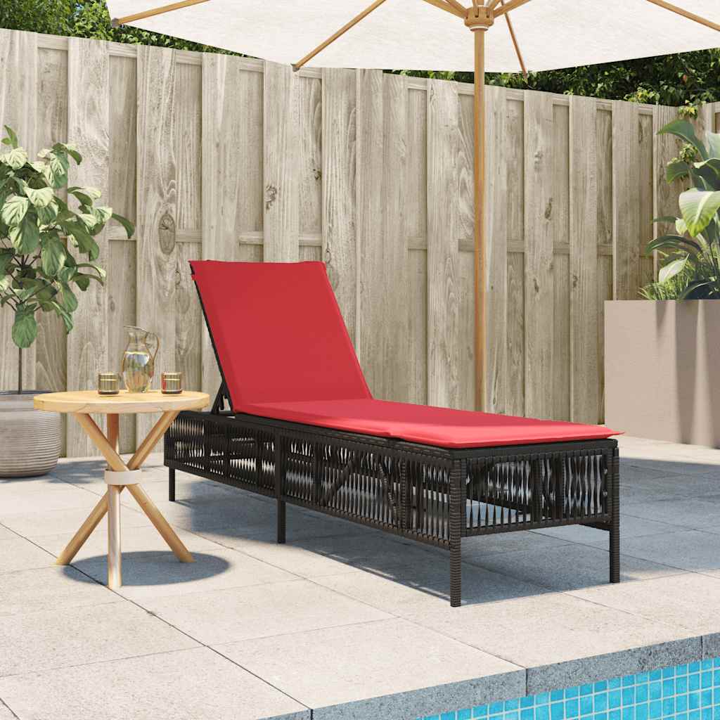 liggestol med hynde brun polyrattan