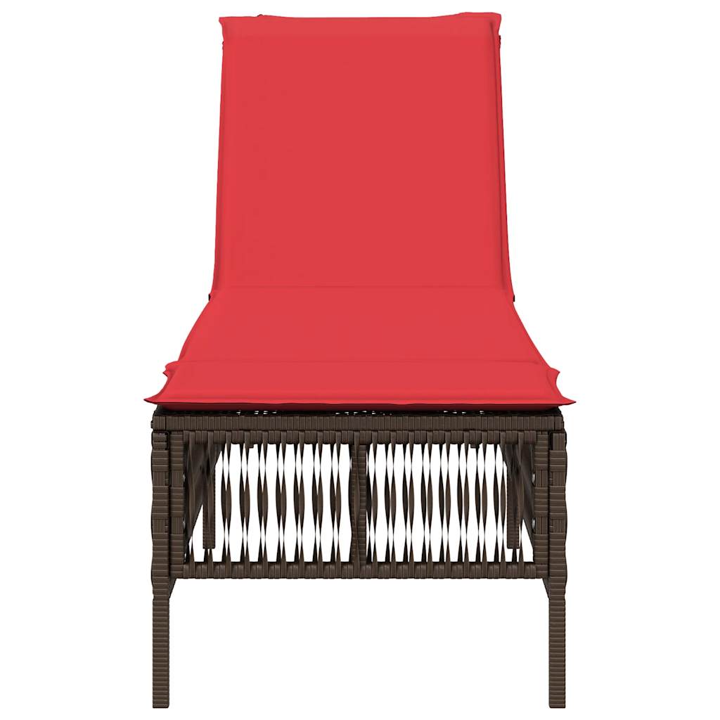 liggestol med hynde brun polyrattan