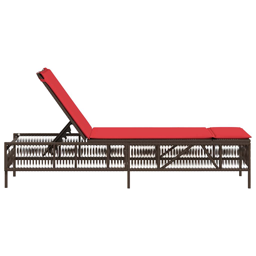 liggestol med hynde brun polyrattan