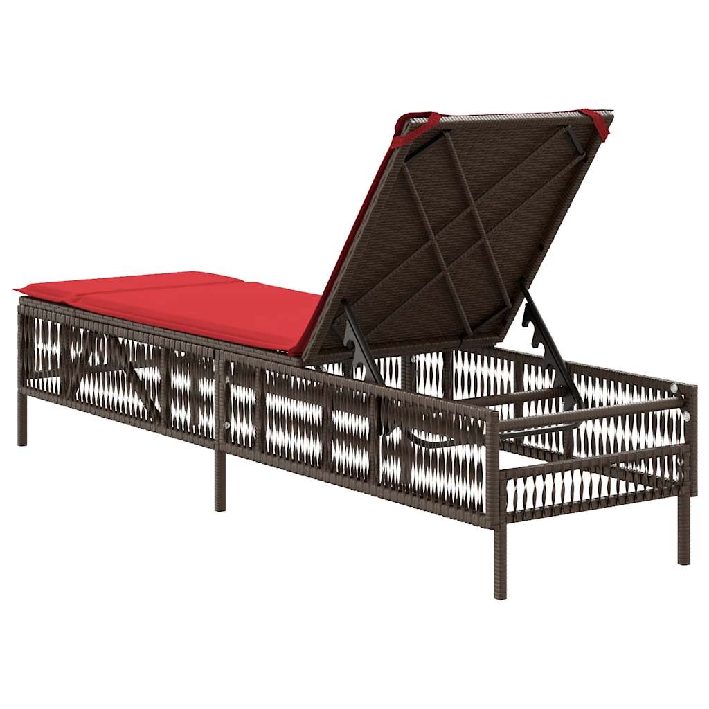 liggestol med hynde brun polyrattan