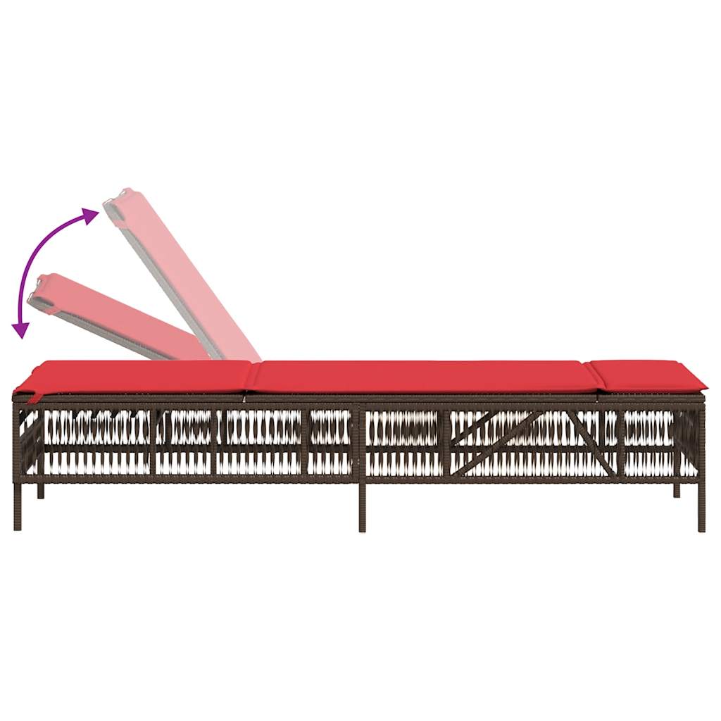 liggestol med hynde brun polyrattan