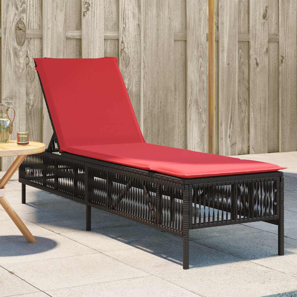 liggestol med hynde brun polyrattan