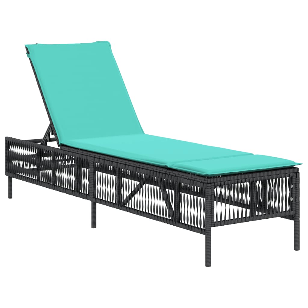 liggestol med hynde sort polyrattan