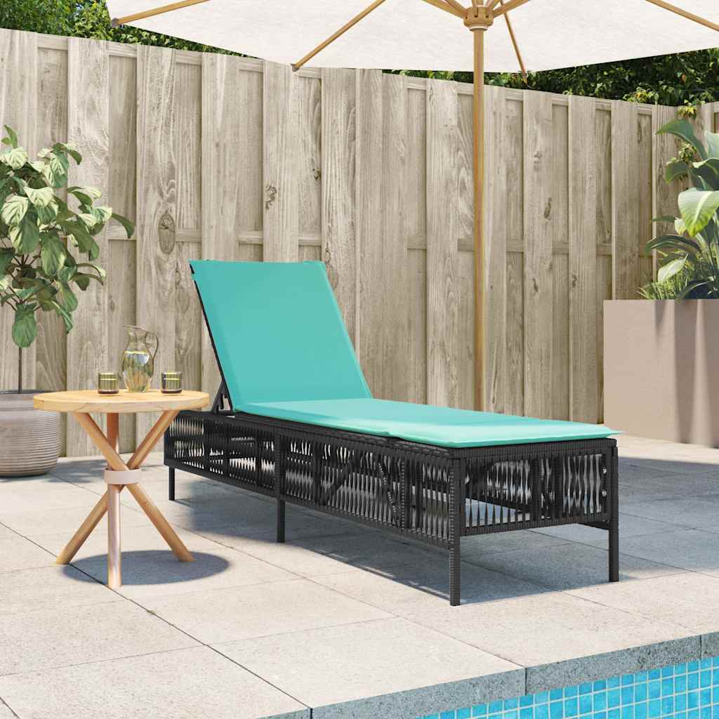 liggestol med hynde sort polyrattan