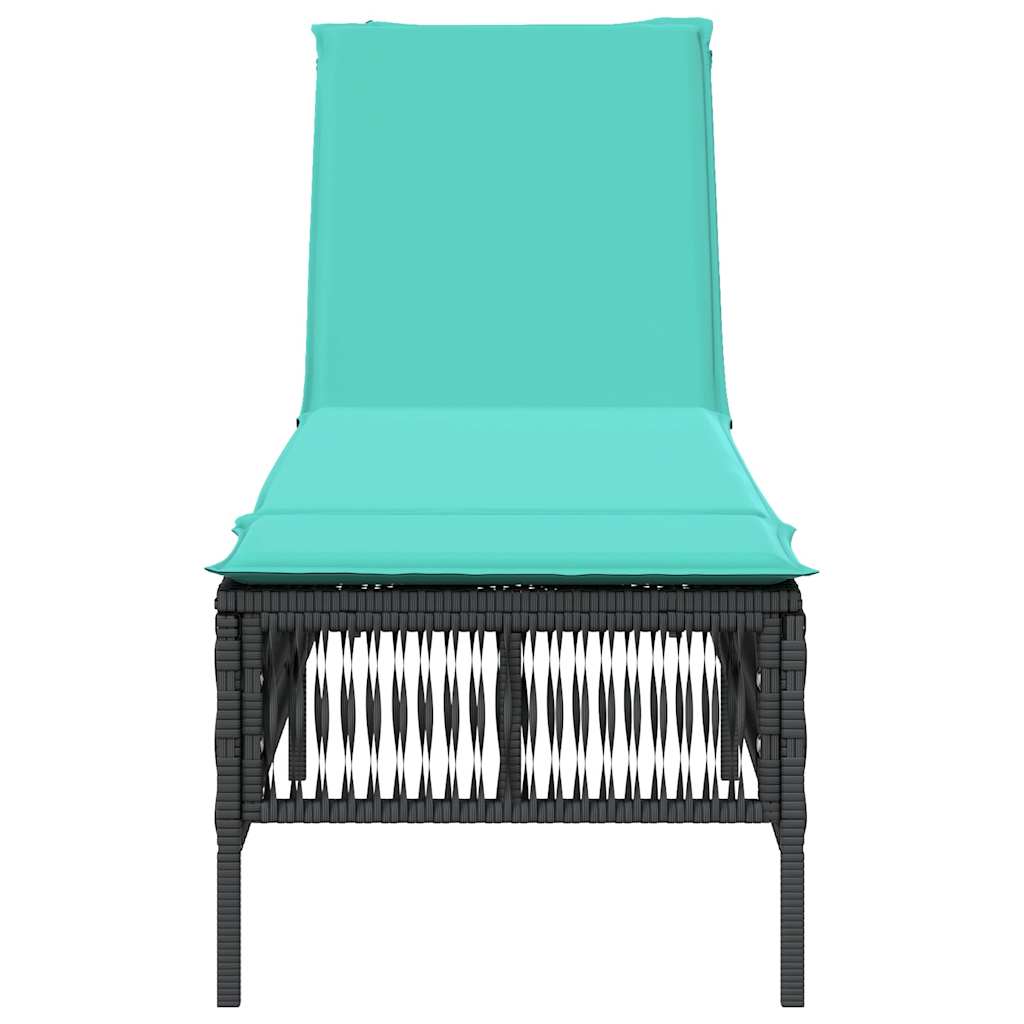 liggestol med hynde sort polyrattan