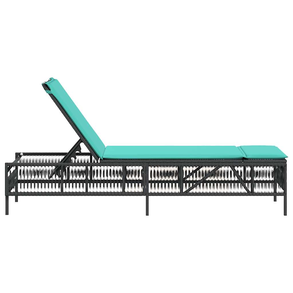 liggestol med hynde sort polyrattan