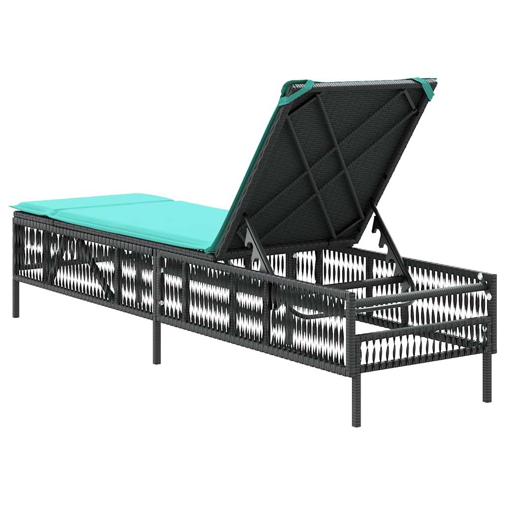 liggestol med hynde sort polyrattan