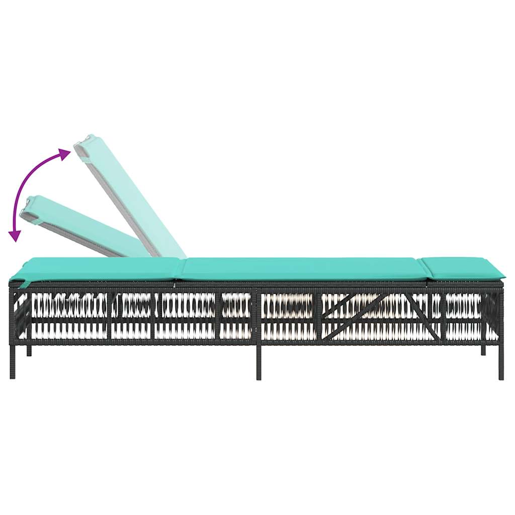 liggestol med hynde sort polyrattan