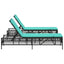 liggestole 2 stk. med bord sort polyrattan