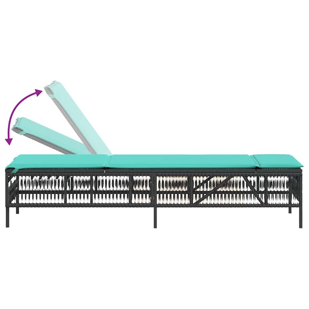 liggestole 2 stk. med bord sort polyrattan
