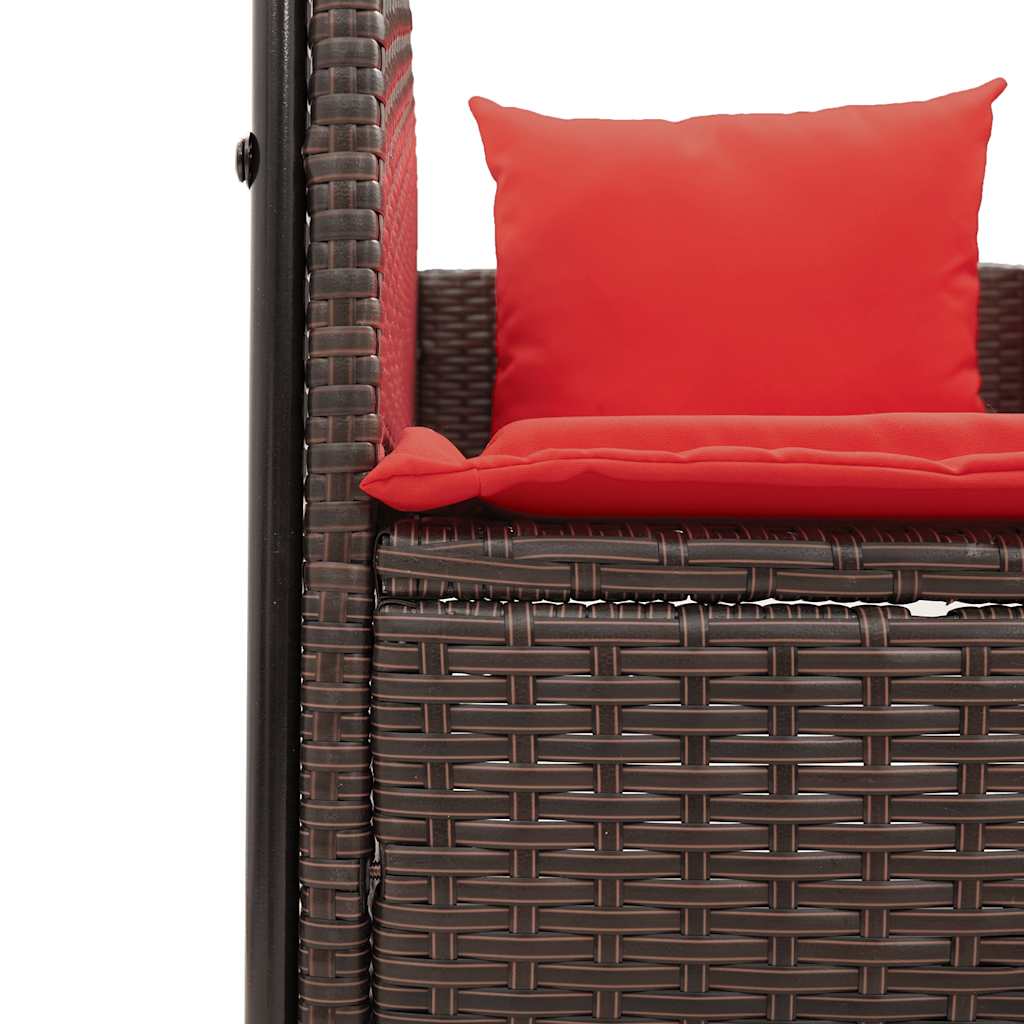 dobbelt liggestol med tag og gardiner brun polyrattan