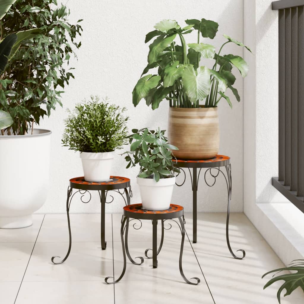 planteborde 3 stk. keramik terracotta og hvid