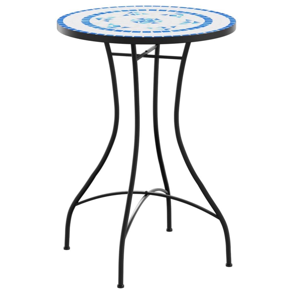 bistrobord med mosaikdesign Ø50x70 cm keramisk blå og hvid