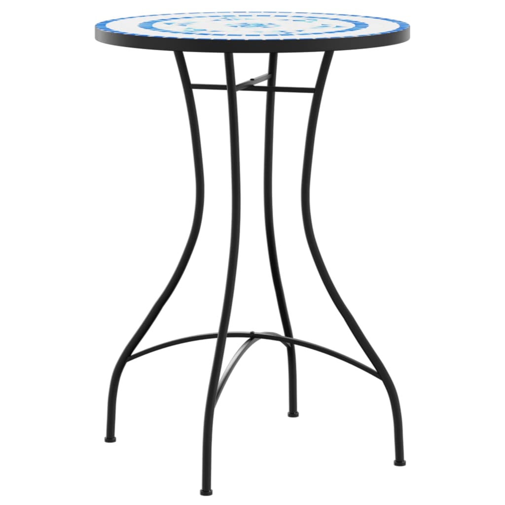 bistrobord med mosaikdesign Ø50x70 cm keramisk blå og hvid