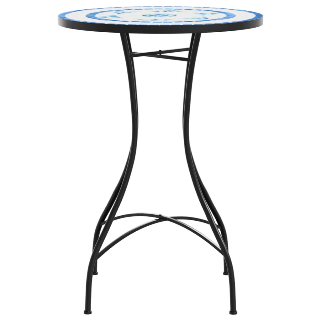 bistrobord med mosaikdesign Ø50x70 cm keramisk blå og hvid