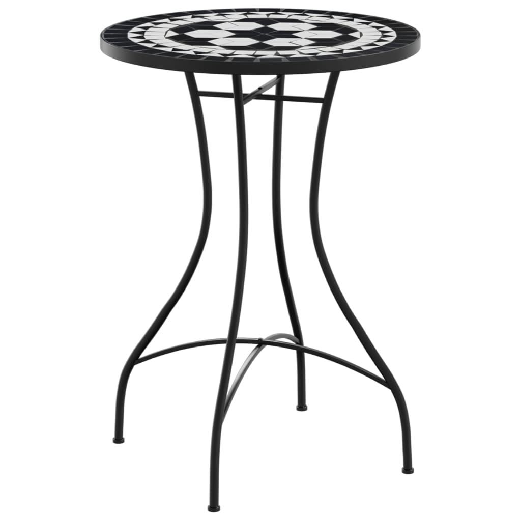 bistrobord med mosaikdesign Ø50x70 cm keramisk sort og hvid