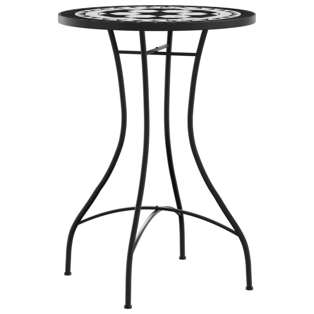 bistrobord med mosaikdesign Ø50x70 cm keramisk sort og hvid