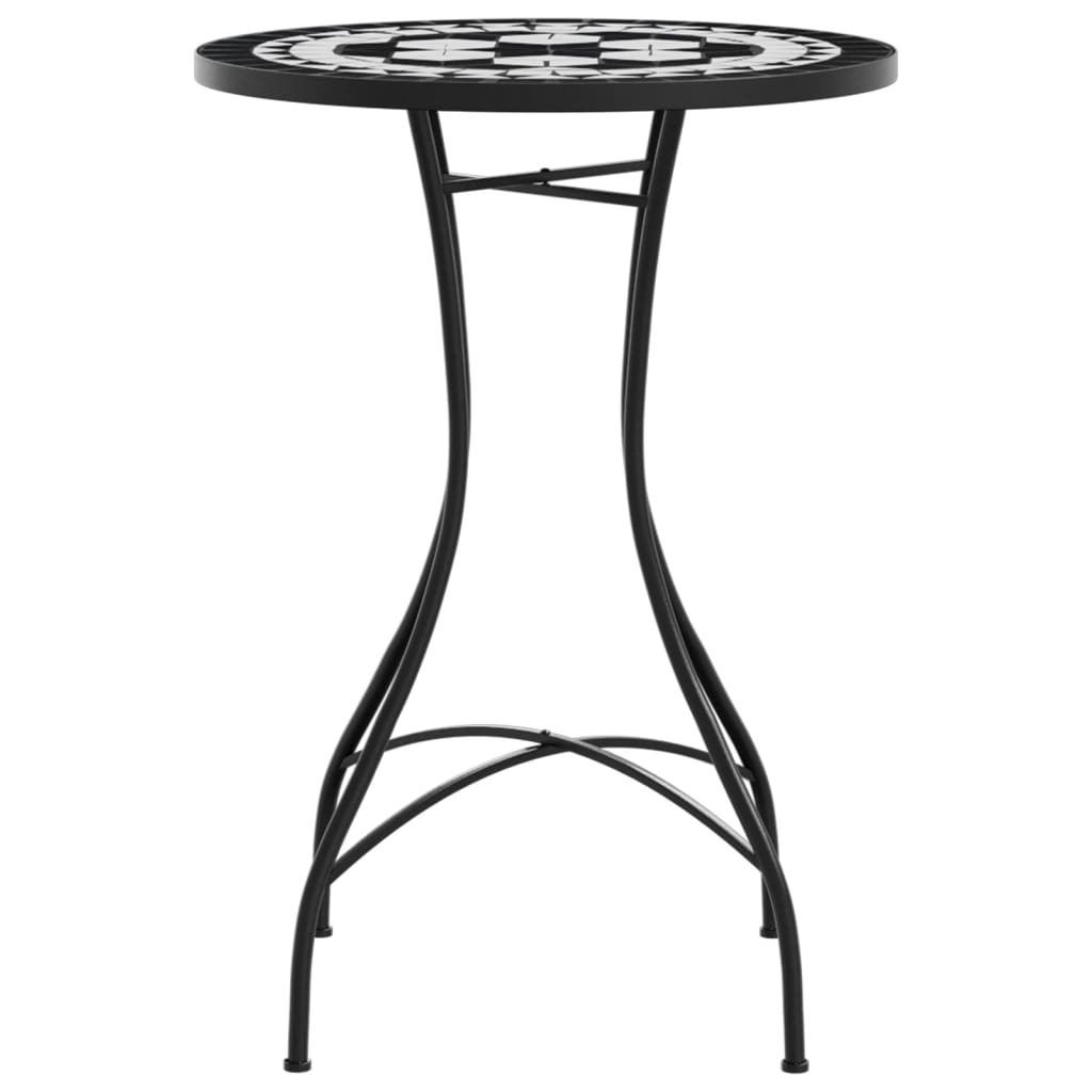 bistrobord med mosaikdesign Ø50x70 cm keramisk sort og hvid