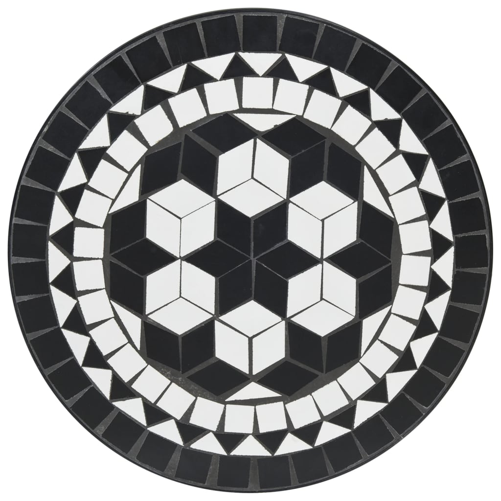 bistrobord med mosaikdesign Ø50x70 cm keramisk sort og hvid