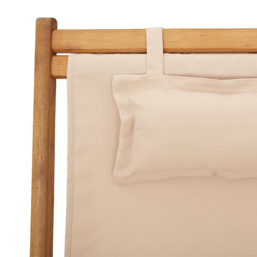 Klapstol i beige, massivt træ, eukalyptus og stof