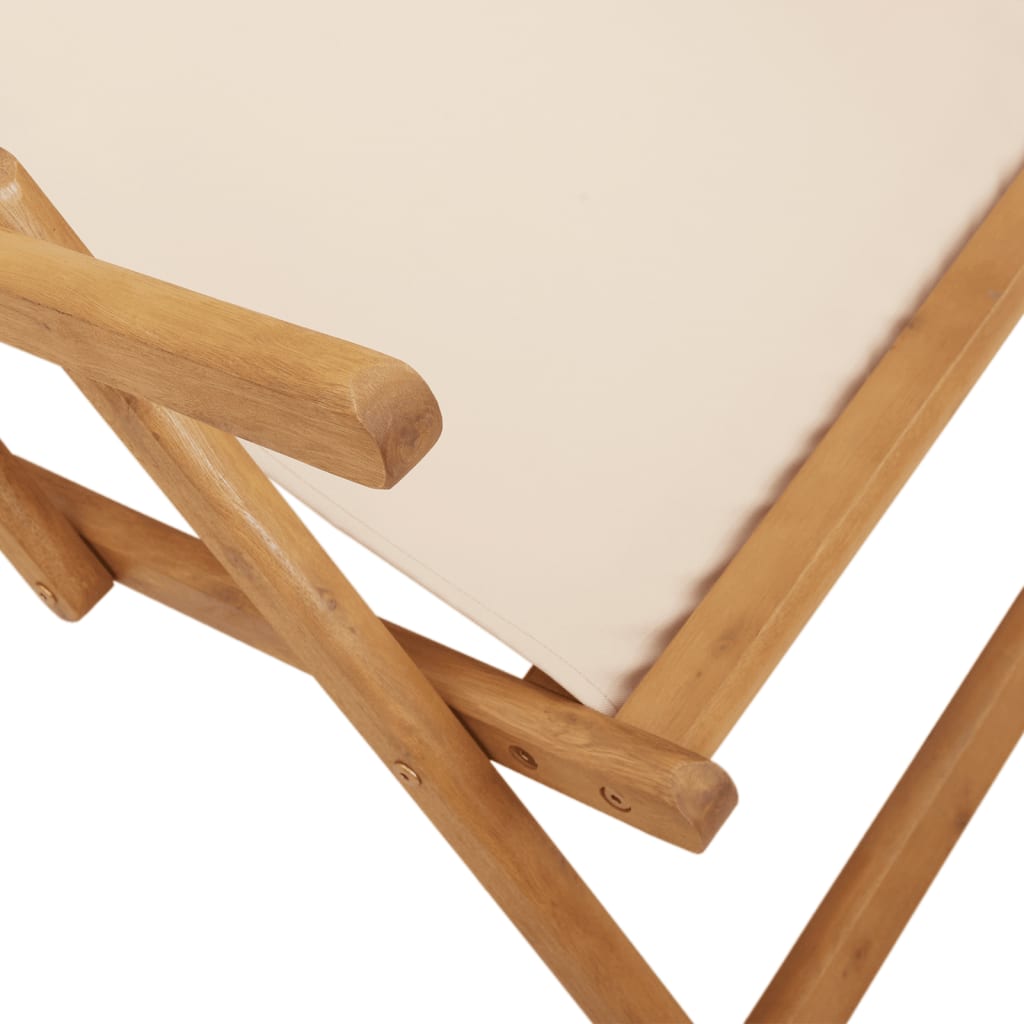 Klapstol i beige, massivt træ, eukalyptus og stof