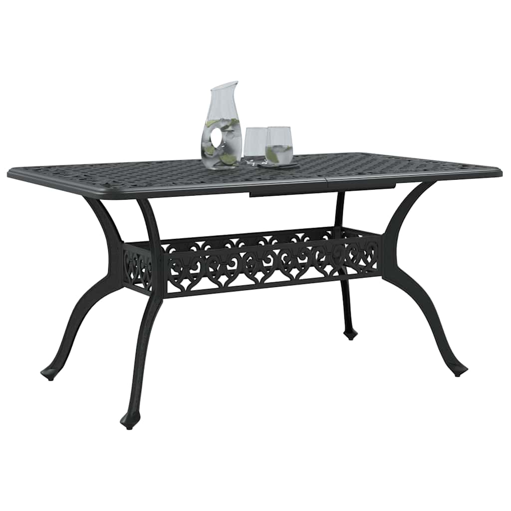 havebord 150x90x72 cm støbt aluminium sort