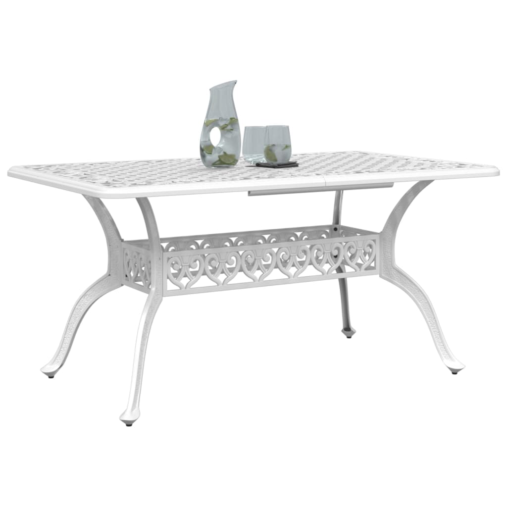 havebord 150x90x72 cm støbt aluminium hvid