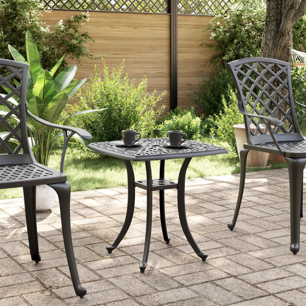 havebord 53x53x53 cm støbt aluminium sort