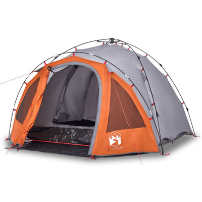 3-personers campingtelt kuppel quick-release grå og orange