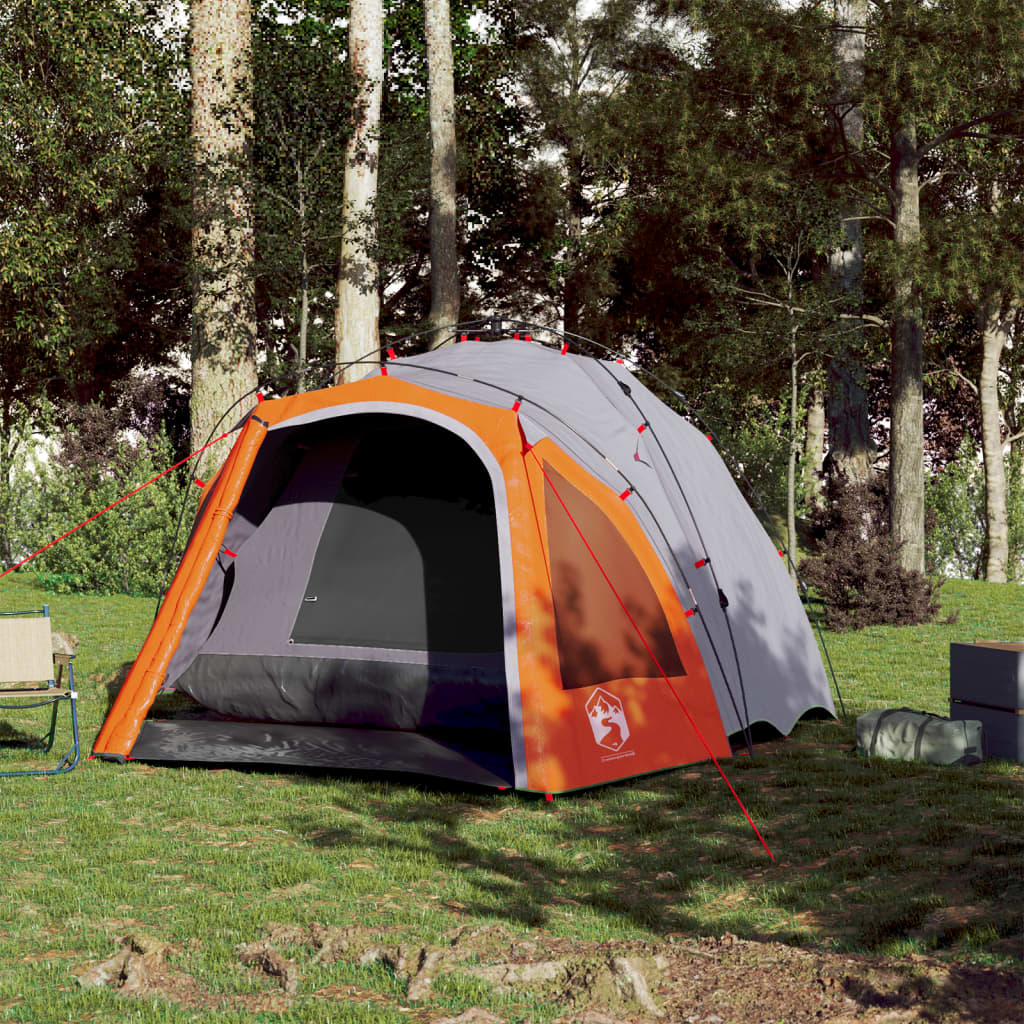 3-personers campingtelt kuppel quick-release grå og orange