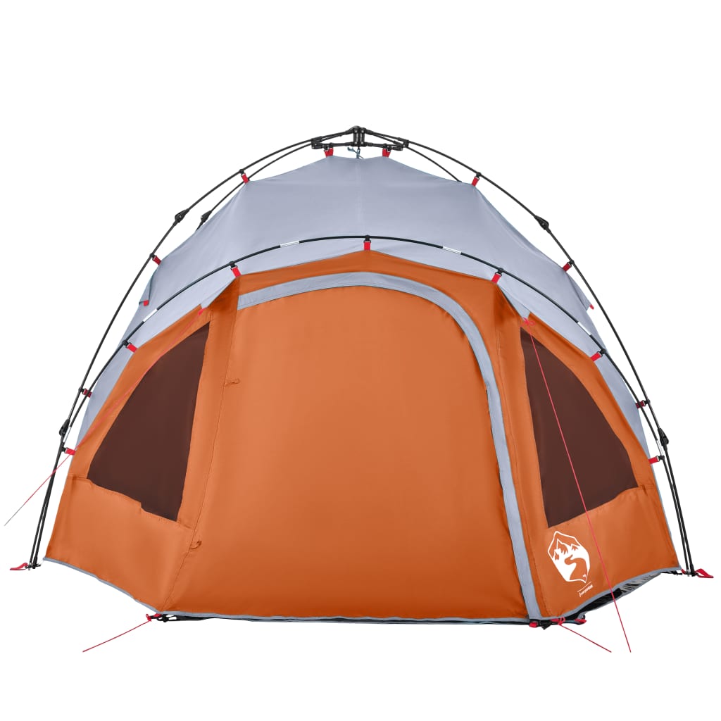 3-personers campingtelt kuppel quick-release grå og orange
