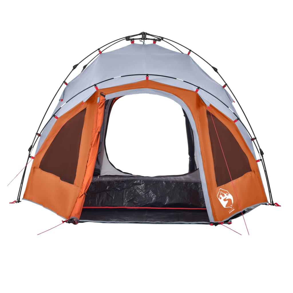 3-personers campingtelt kuppel quick-release grå og orange
