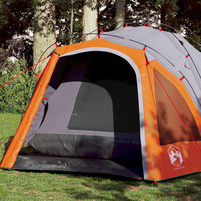 3-personers campingtelt kuppel quick-release grå og orange