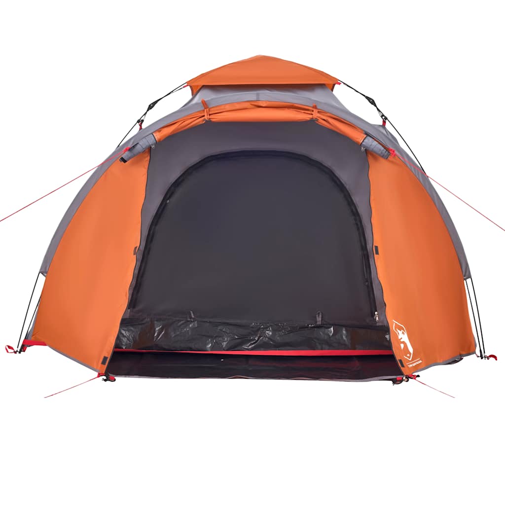 3-personers campingtelt kuppel quick-release grå og orange