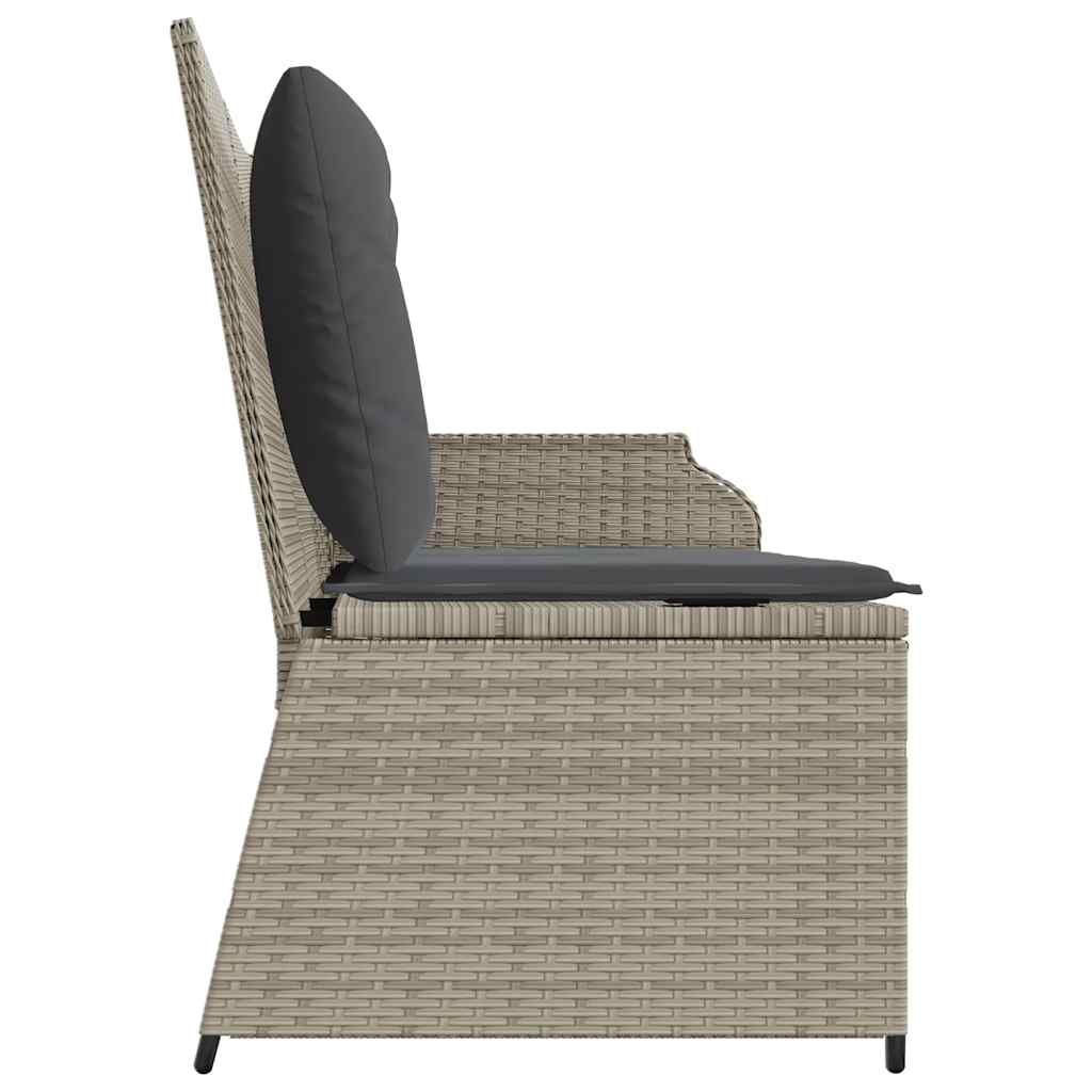 havebænk med hynder og lænefunktion polyrattan lysegrå
