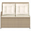 havebænk med hynder og lænefunktion polyrattan beige