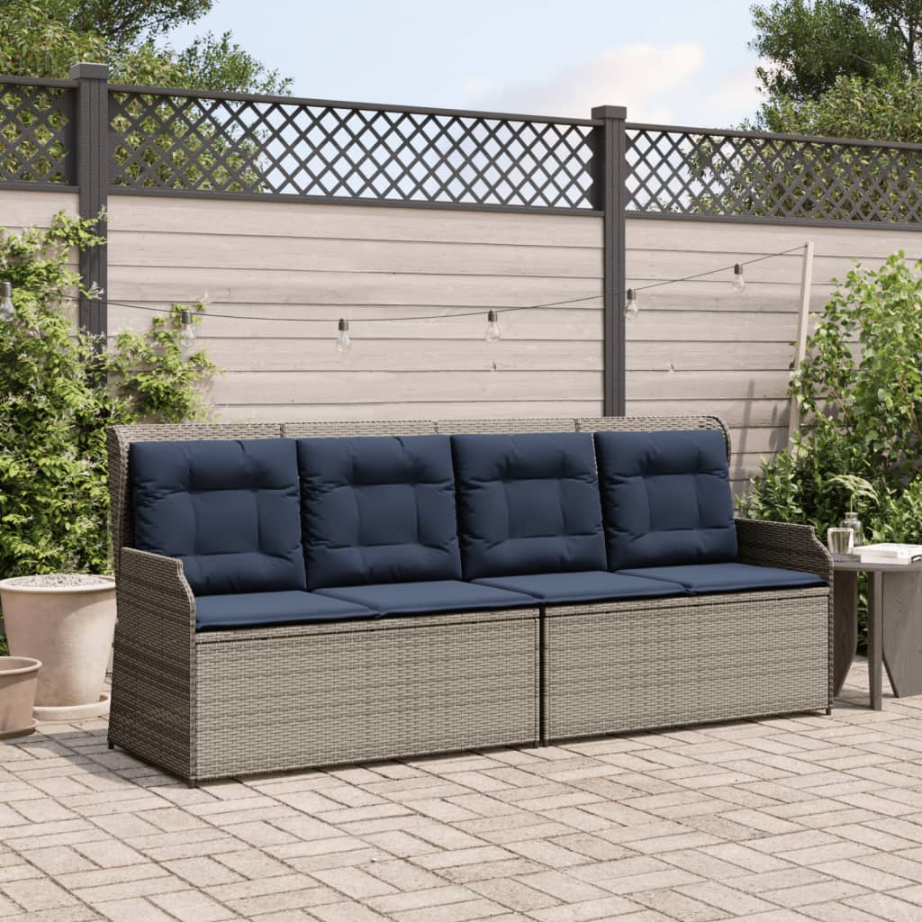 hvilebænk med hynder grå polyrattan