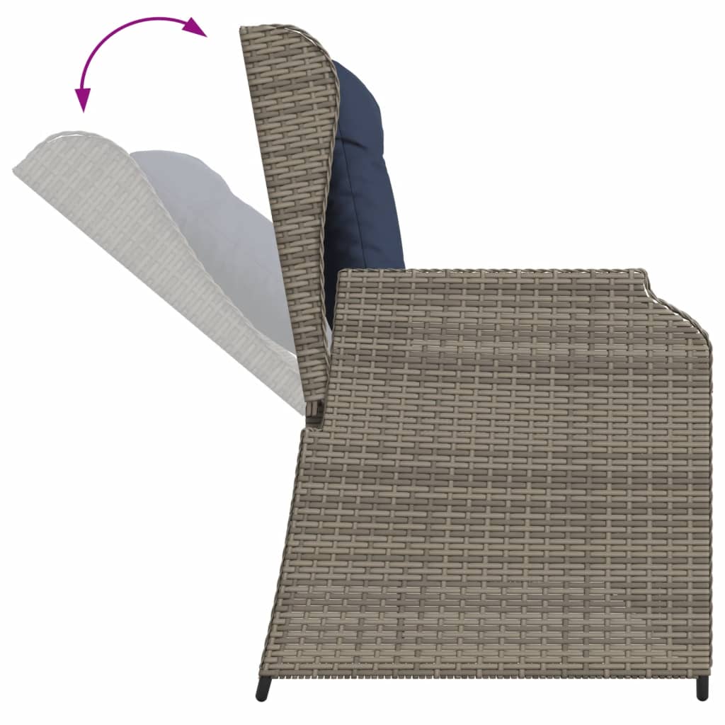 hvilebænk med hynder grå polyrattan
