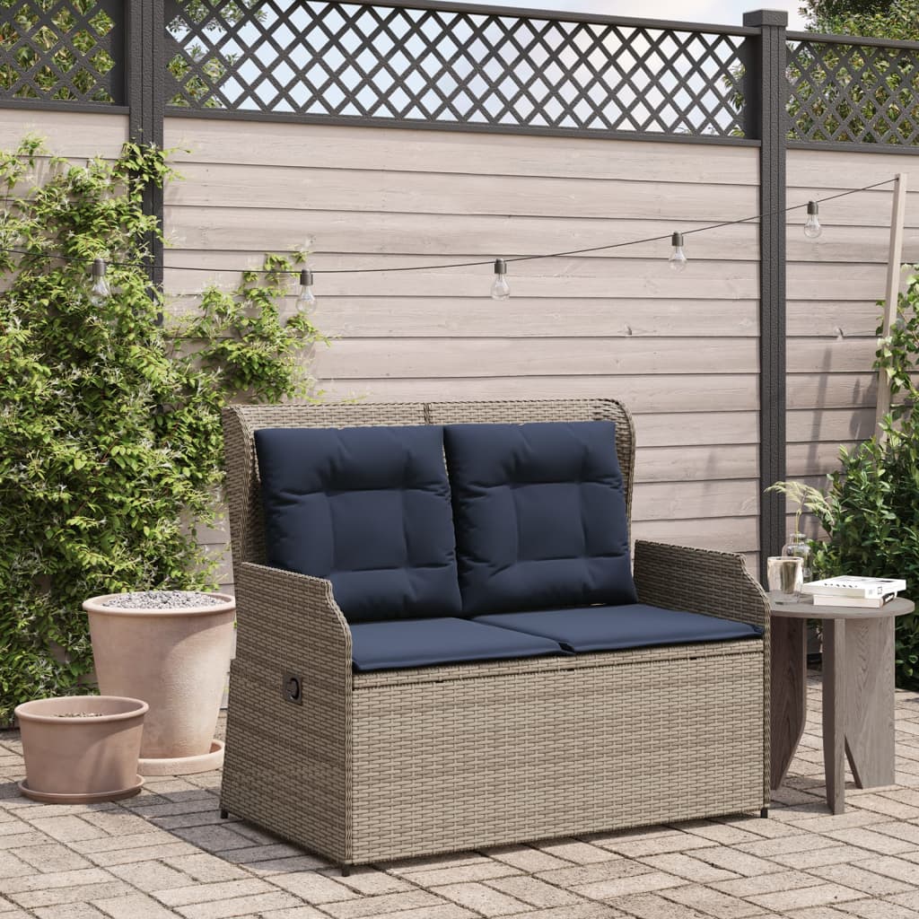 hvilebænk med hynder grå polyrattan