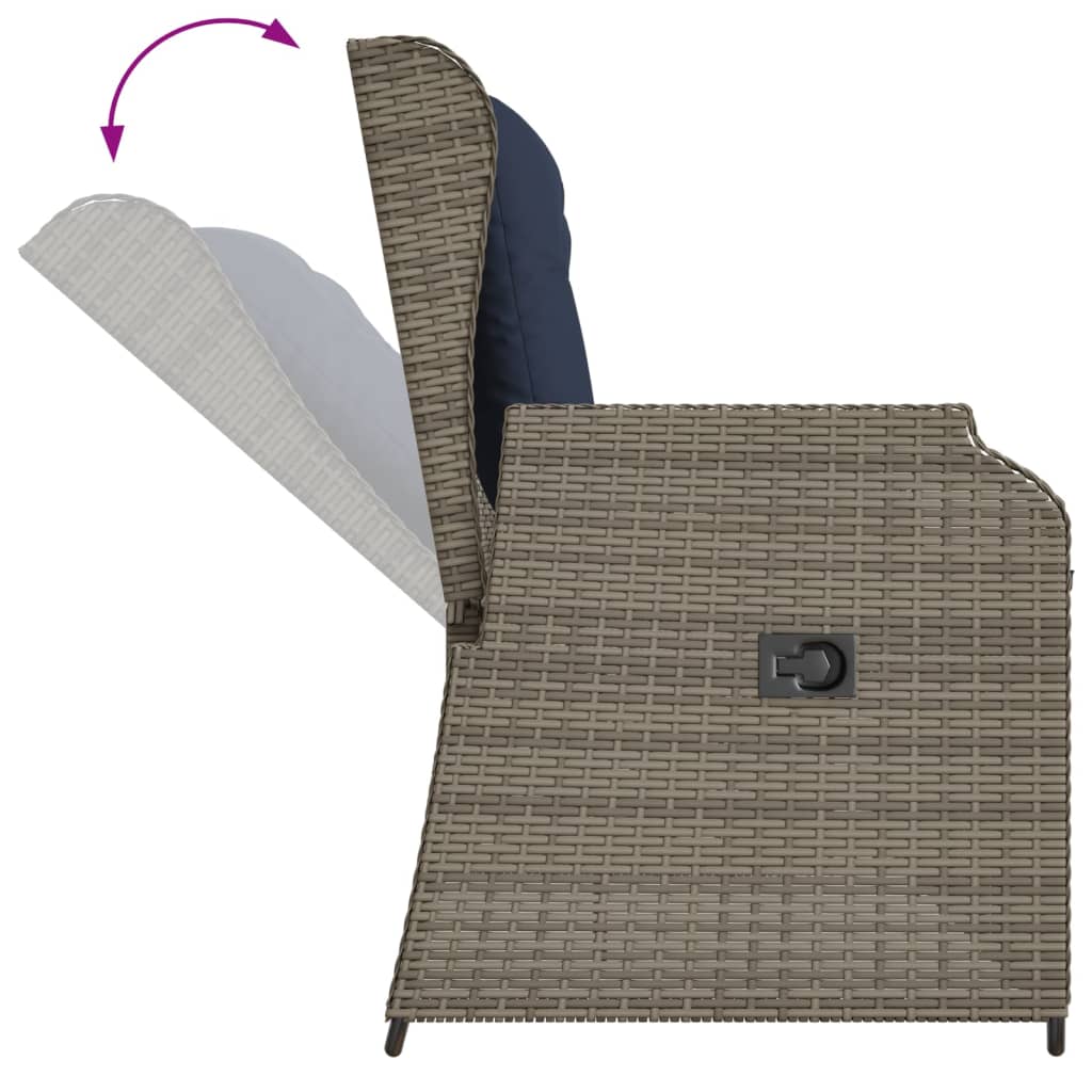 hvilebænk med hynder grå polyrattan