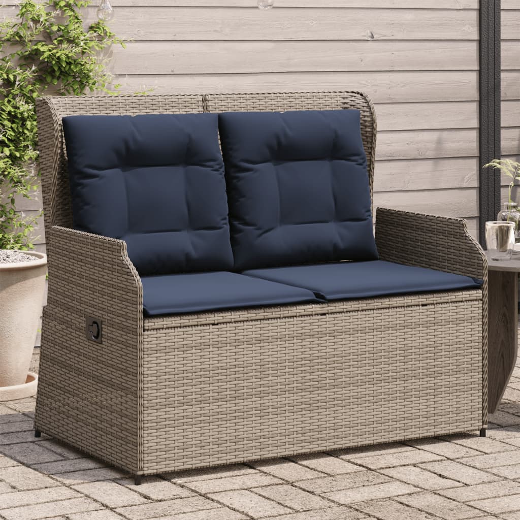 hvilebænk med hynder grå polyrattan