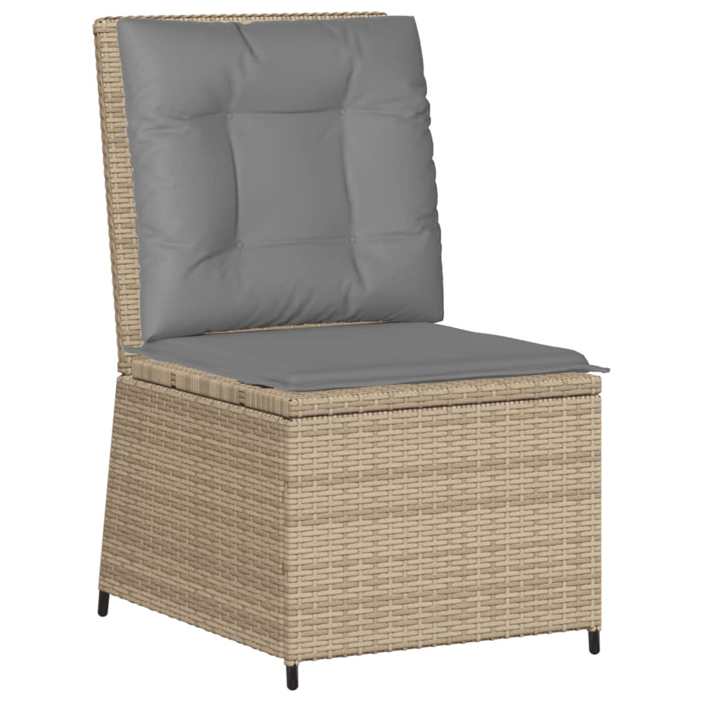 loungestol med hynder og lænefunktion polyrattan beige