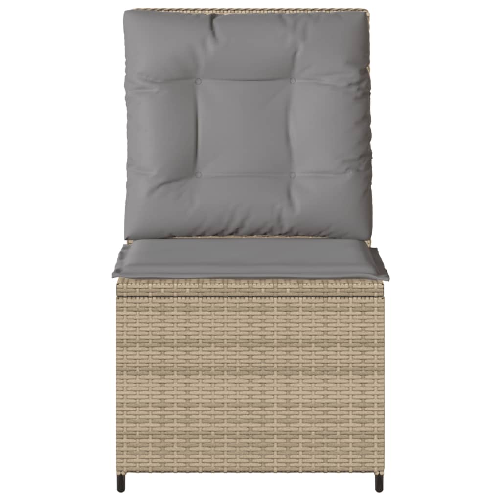 loungestol med hynder og lænefunktion polyrattan beige