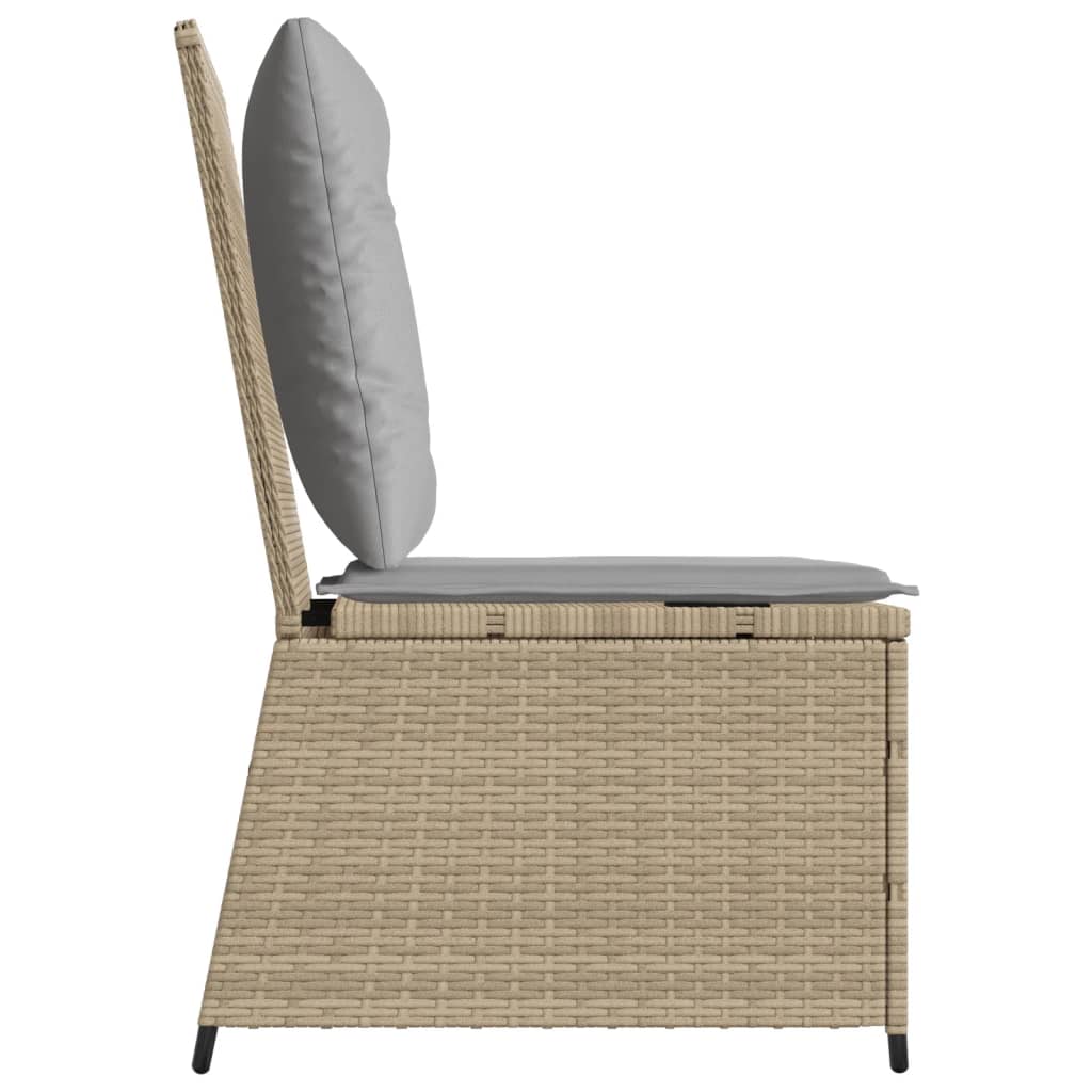 loungestol med hynder og lænefunktion polyrattan beige