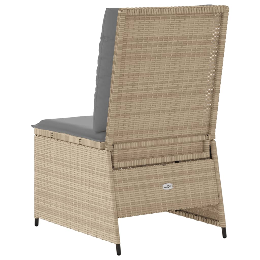 loungestol med hynder og lænefunktion polyrattan beige